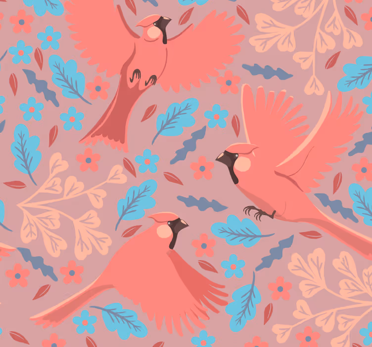 Bird Motif Pattern birds in wallpaper - TenStickers