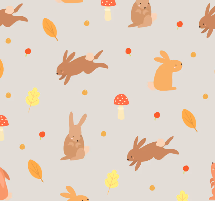 Bunny Pattern Motif animals wallpaper - TenStickers