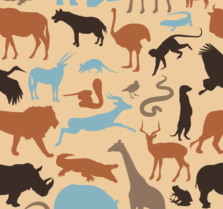 Safari Silhouettes animals wallpaper - TenStickers