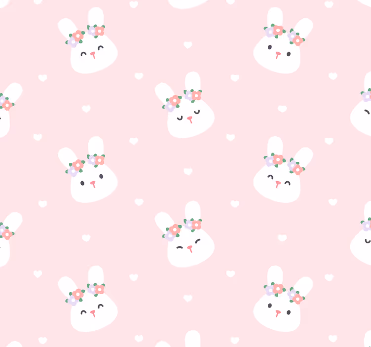 Bunny Polka Pattern animals wallpaper - TenStickers