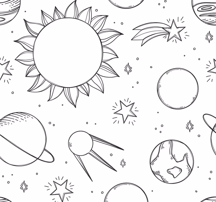 Space Doodle children's wallpaper - TenStickers