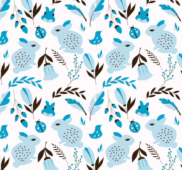 Blue Bunnies animals wallpaper - TenStickers