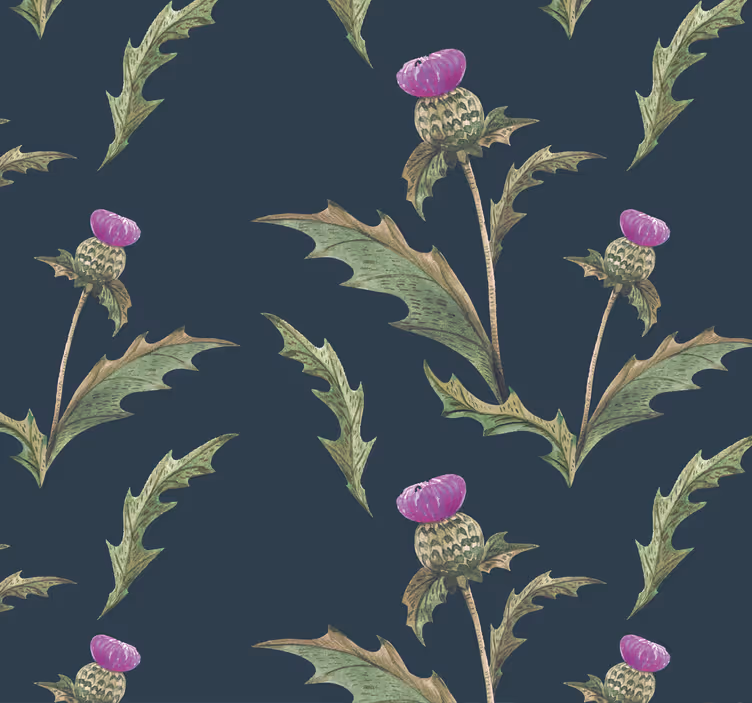 Green and purple scottish thistle bedroom  wallpaper - TenStickers