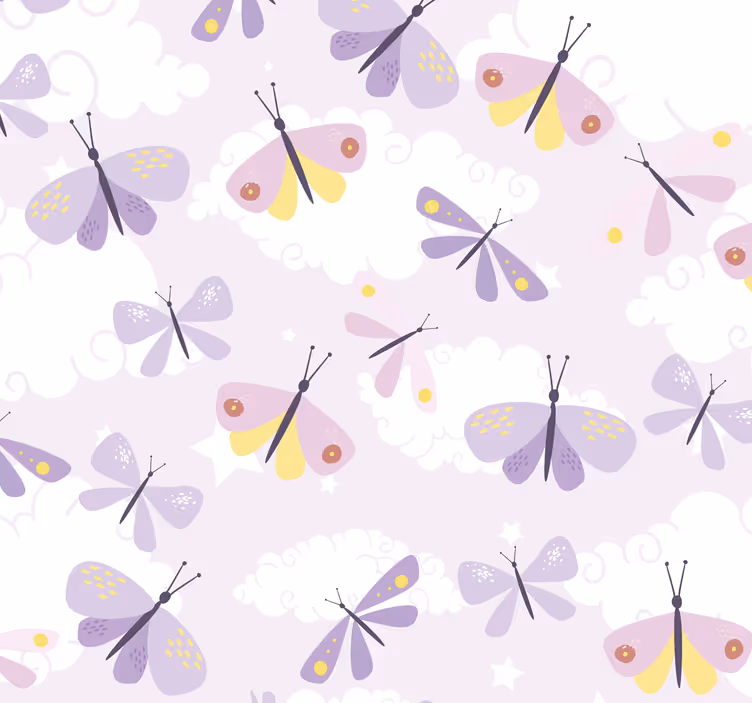 pattern in pastel purple Butterfly Wallpaper - TenStickers