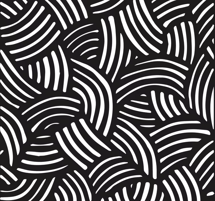 Black and White Curved Stripes Office Wallpaper - TenStickers
