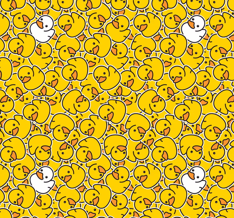 Yellow and white ducklings children's bedroom wallpaper - TenStickers