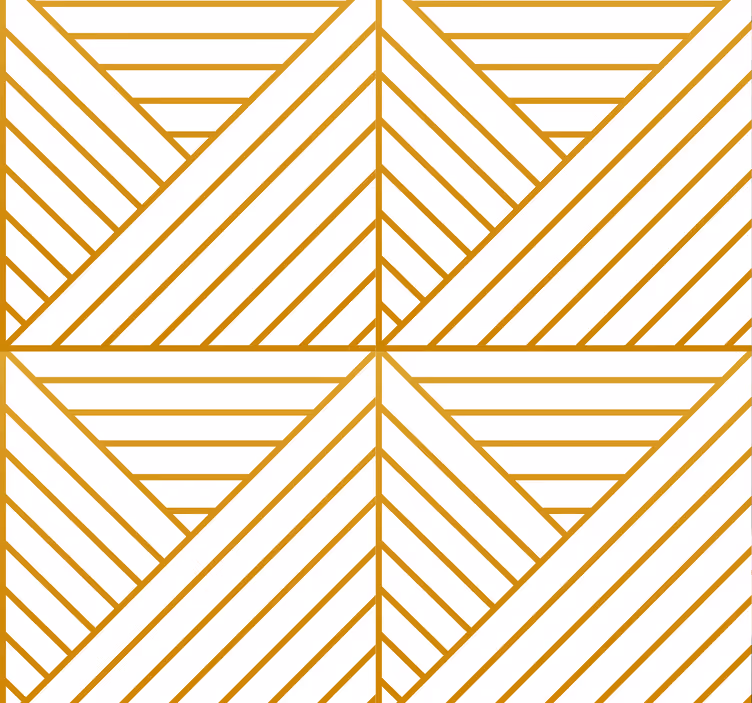 Golden geometric lines living room wallpaper - TenStickers