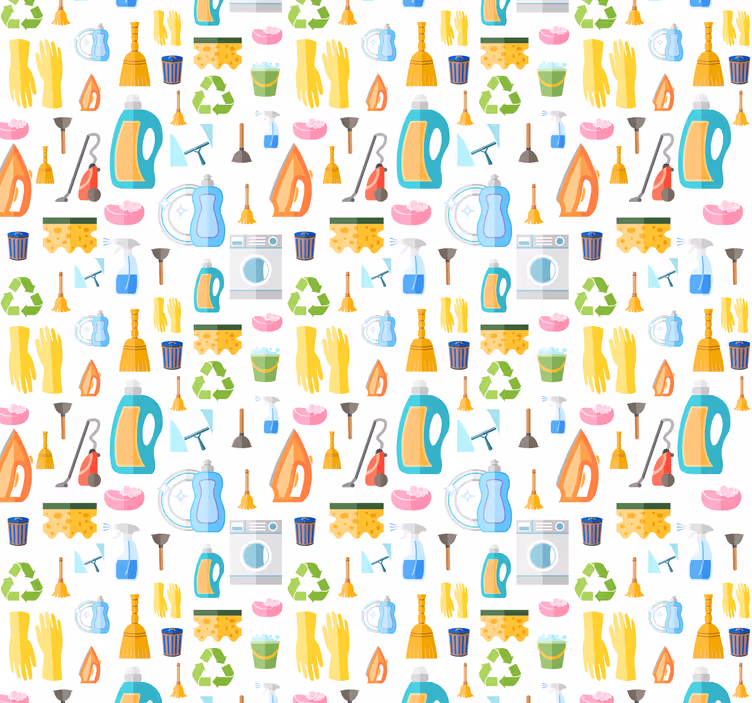 Colorful laundry icons pattern kitchen wallpaper - TenStickers