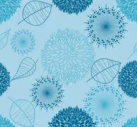 Geometric Floral Clusters blue wallpaper