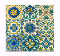 Tile effect wallpaper mediterranean style tiles