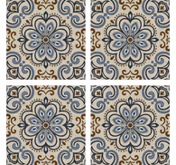Tile effect wallpaper floral design