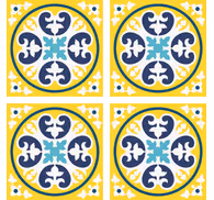 Tile effect wallpaper floral pattern design