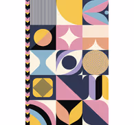 Contemporary wallpaper geometric art multi figures