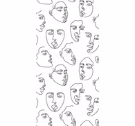 Contemporary wallpaper line art faces design