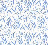 Bathroom wallpaper in blue and white pattern