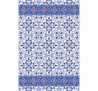 Bathroom wallpaper ornate blue tiles