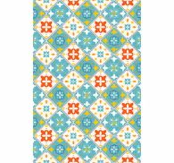Bathroom wallpaper in blue and beige tiles