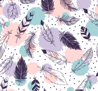 Bathroom wallpaper boho feathers design