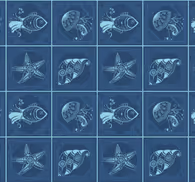 Bathroom wallpaper with marine life design