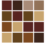 Bathroom wallpaper in warm color blocks