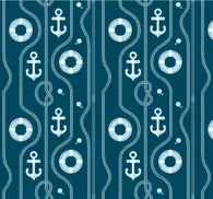 Bathroom wallpaper blue nautical anchor design