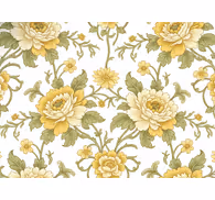 Classic wallpaper vintage floral design in yellow