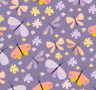 Bathroom wallpaper with butterflies