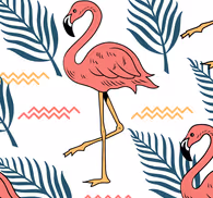 Tropical leaves with flamingos Bedroom Wallpaper