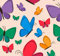 Colorful motif on beige backgroun butterflies wallpaper
