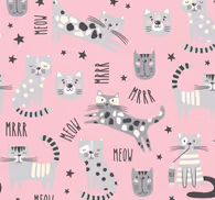 Different meow text with funny drawings of cat wallpaper