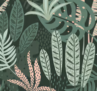 Summery palm trees living room wallpaper