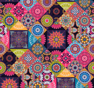 Dark mandala tiles effect wallpaper