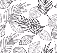 Black and white living room wallpaper drawing leaves