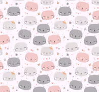 Cute hand drawn cat faces bedroom wallpaper