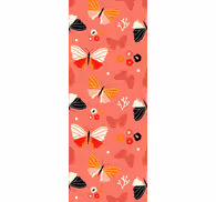 Red colorful pattern butterflies wallpaper