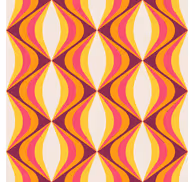 Retro orange wave design front room wallpaper mural