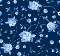 Flower stems Navy wallpaper