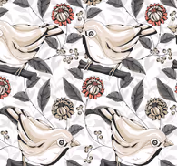 Birds design floral wallpaper