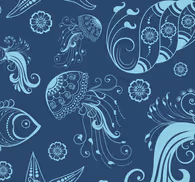 Marine Sketch Motifs fishes wallpaper
