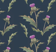 Green and purple scottish thistle bedroom  wallpaper