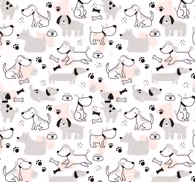 Gray dogs pattern wallpaper for bedroom