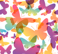 Gradient butterflies Living Room Wallpaper