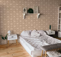 Beige patterned tile square pattern wallpaper