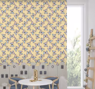 Colorful yellow pattern butterflies wallpaper
