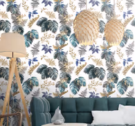 Exotic golden pattern leaves wallpaper