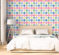 Floral wallpaper in vibrant floral circles