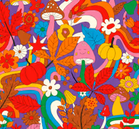 Flower power retro pattern Retro Wallpaper