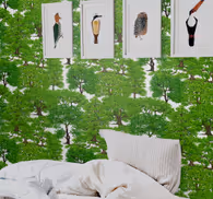 Realistic forest pattern wallpaper of a tree