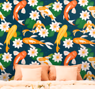 Koi Pond Flora fishes wallpaper
