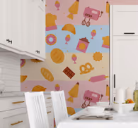 Food pattern modern design kitchen wallpaper